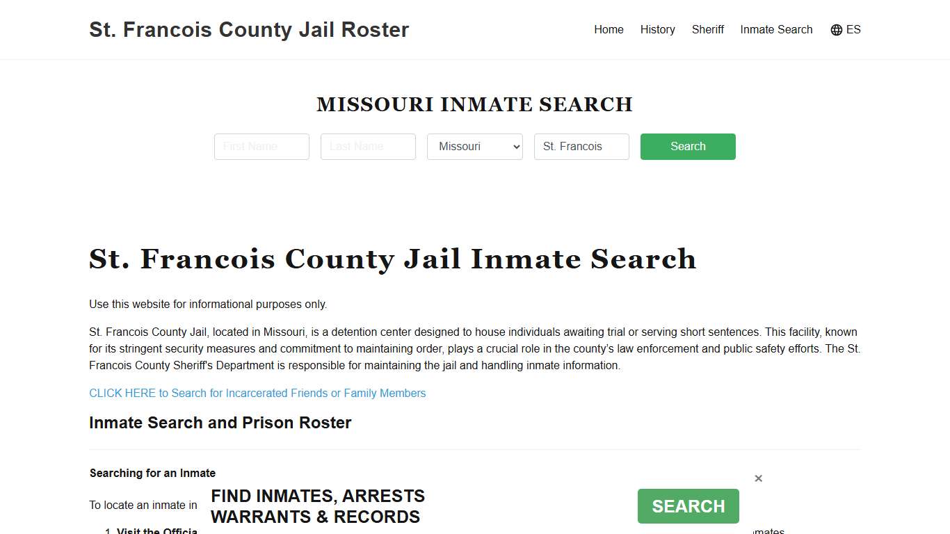 St. Francois County Jail Roster Lookup, MO, Inmate Search