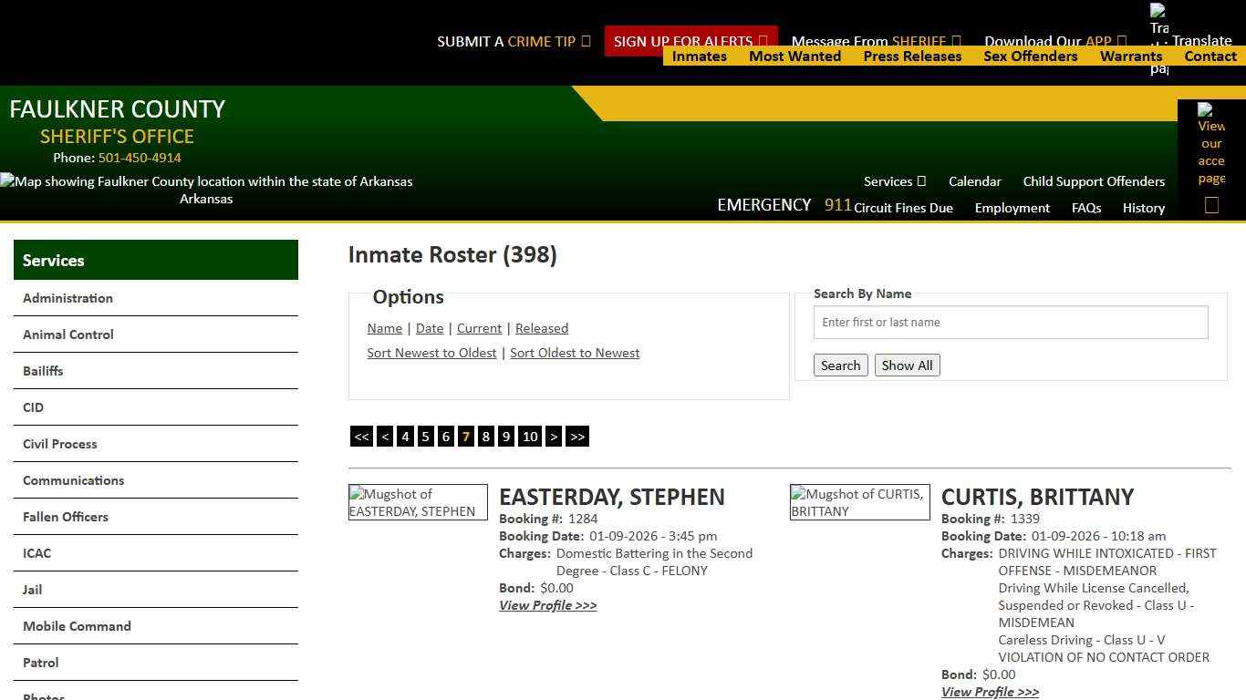 Inmate Roster - Page 7 Current Inmates Booking Date Descending - Faulkner County Sheriff's Office